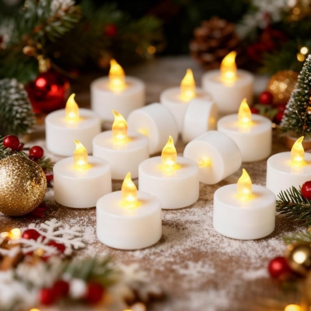 12 PCS Warm Yellow LED Tea Lights Candles 200‎ Hours Battery Operated - Picture 4 of 6